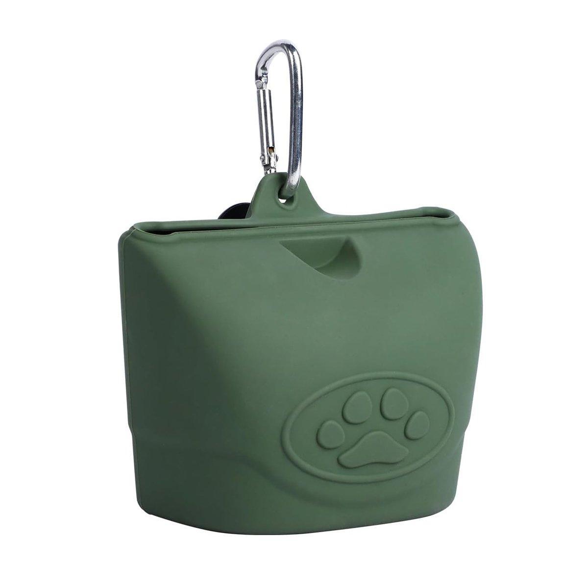 Portable Dog Food Bag Outdoor Walking Travel Feeding Pouch Pet Supplies - Dark Green