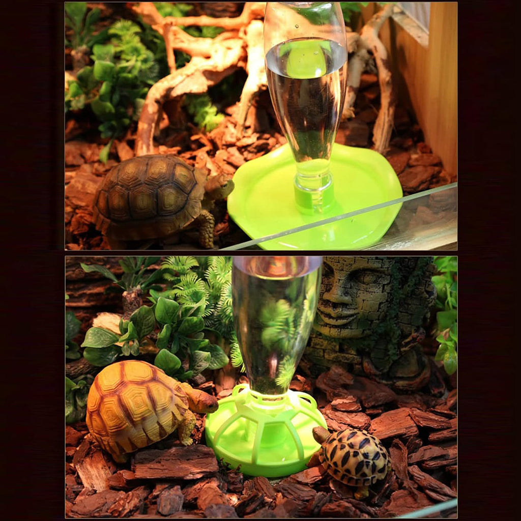 Reptile Water Bowl with Bottle for Lizard Gecko Snake Inverted Bottle Dispenser - Purple Platform L