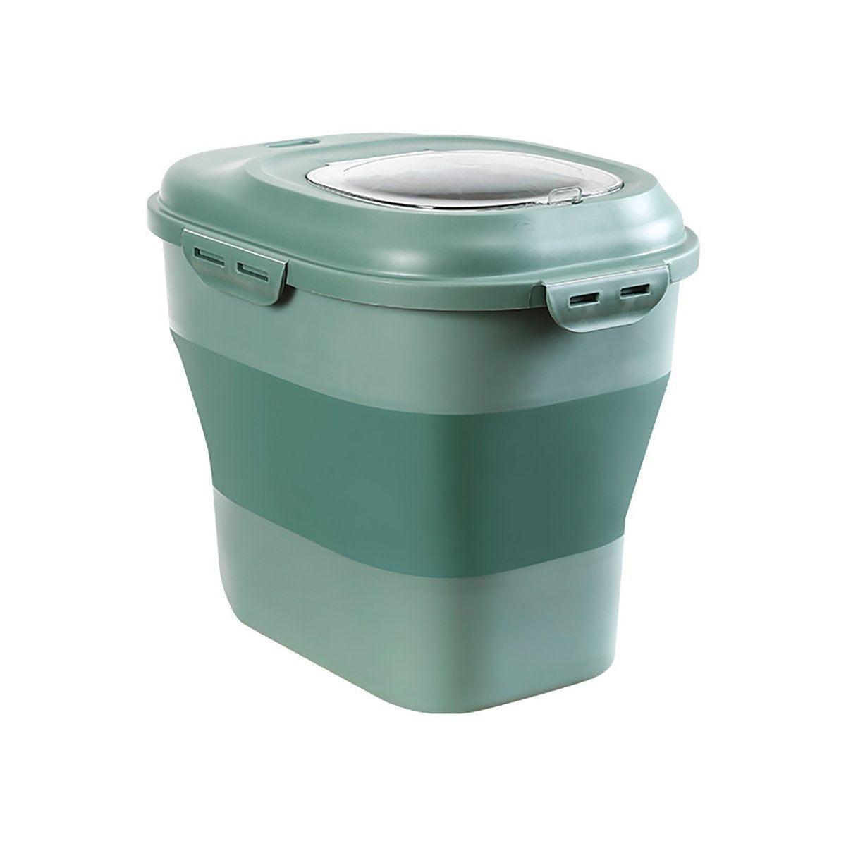 Large Capacity Pet Food Storage Box Foldable Design with Seal Lid - Green