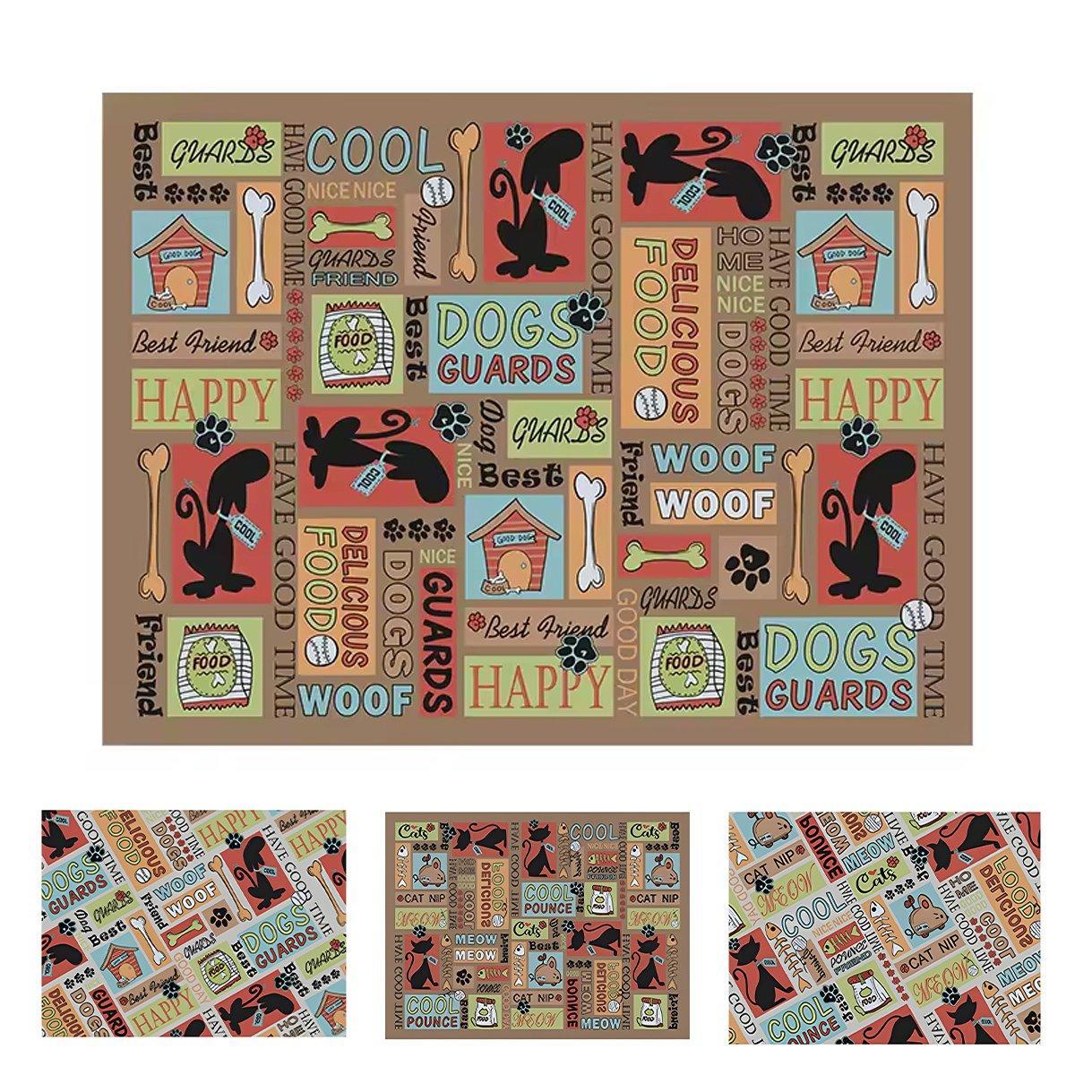 Waterproof Pet Floor Mat Carpet For Dog Cage Feeding Area Anti Slip Washable - Dog-White