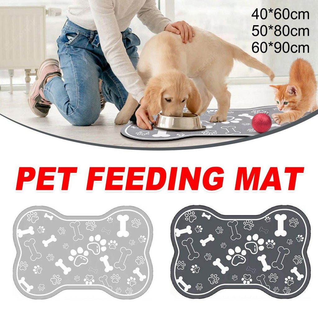 Pet Feeding Mat Non-slip Diatom Mud Absorbent Dirt-resistant Waterproof Placemat - Black-60x90cm