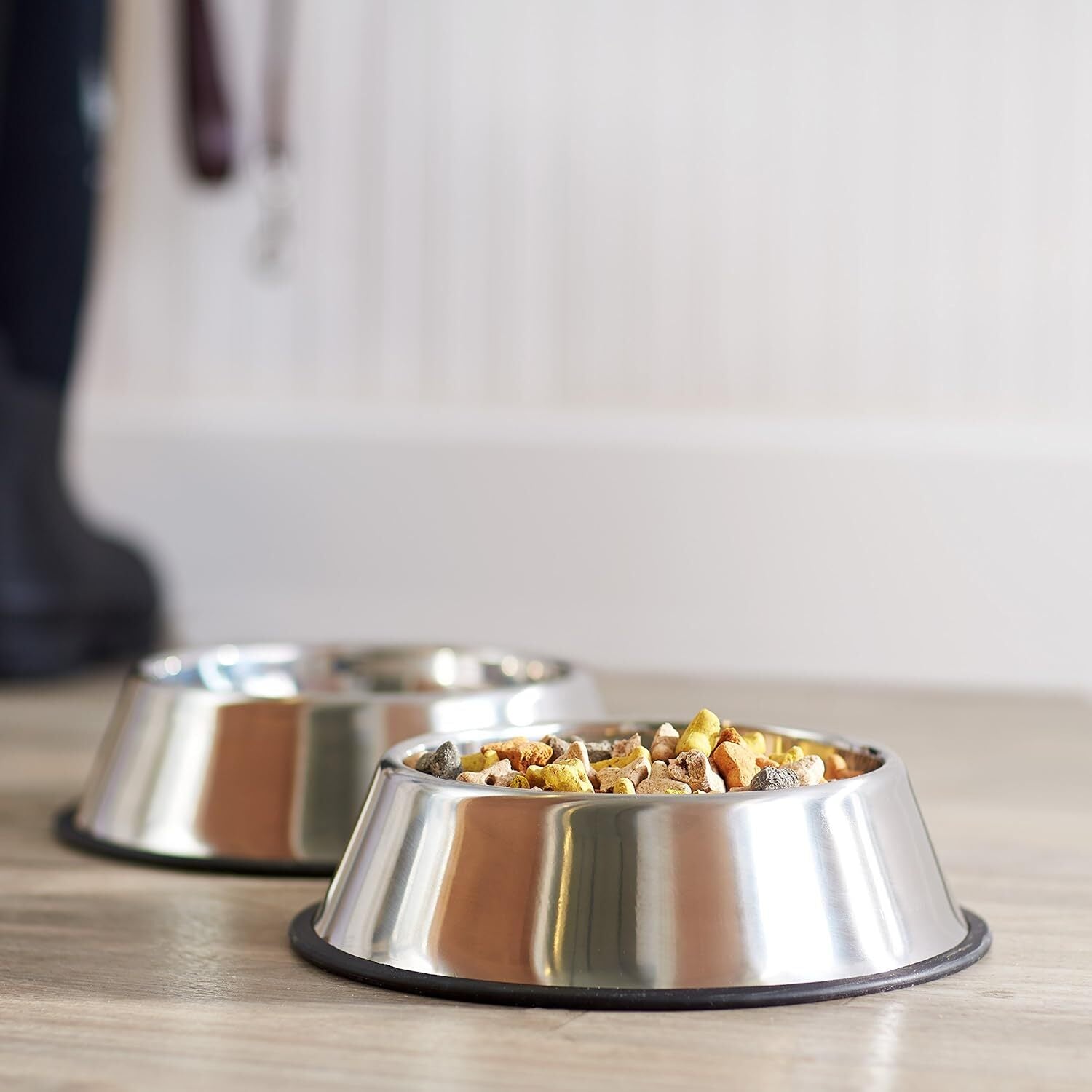 Non Slip Stainless Steel Dog Bowl Pet Cat Water Food Feeder Portable Puppy Dish - Large (500ml)