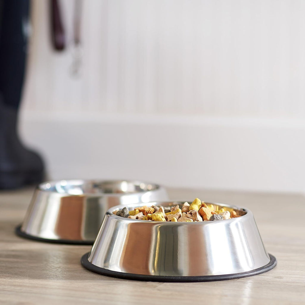 Non Slip Stainless Steel Dog Bowl Pet Cat Water Food Feeder Portable Puppy Dish - XX-Large (1 Litre)
