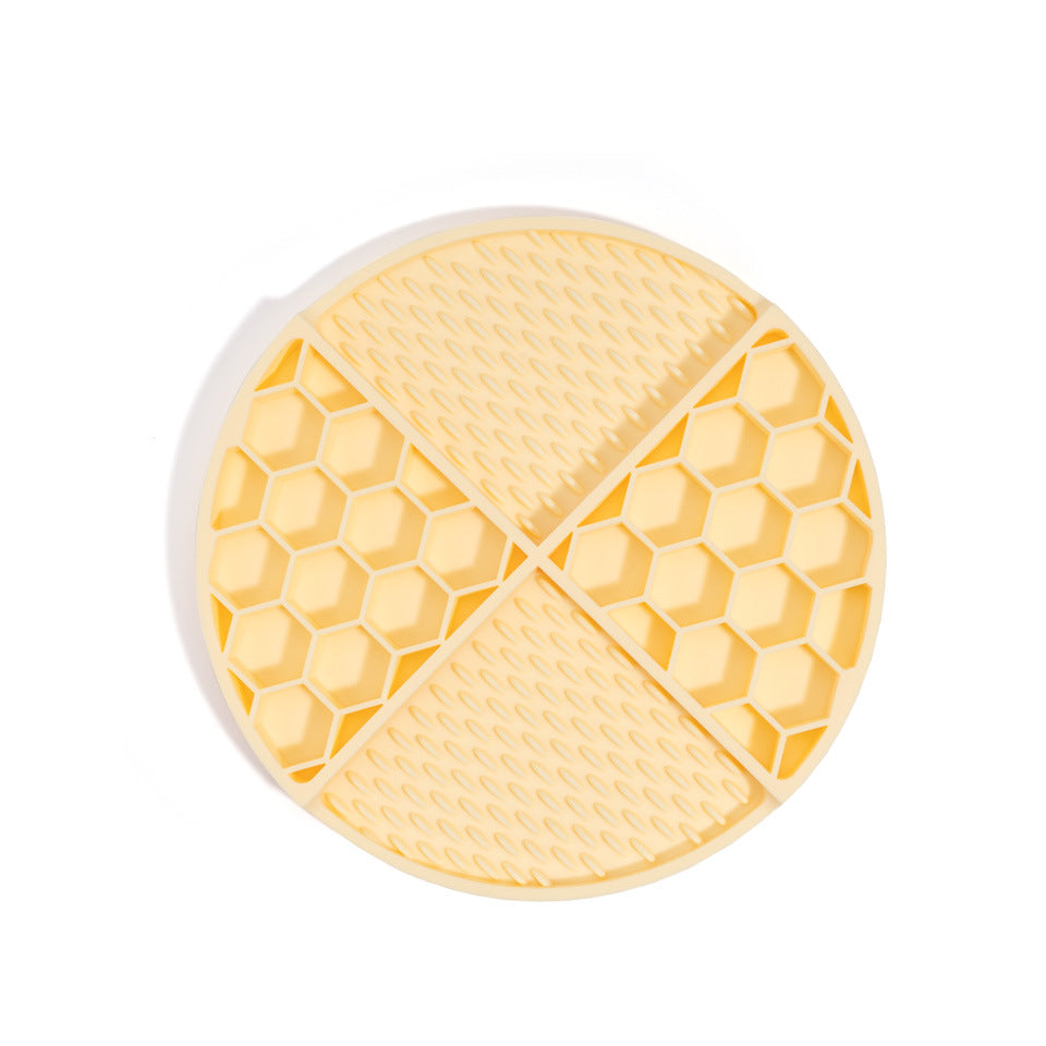 2 Pcs Yellow Honeycomb Pet Slow Feeder Bowl - Anti-Choke Silicone Lick Mat with Suction for Dogs