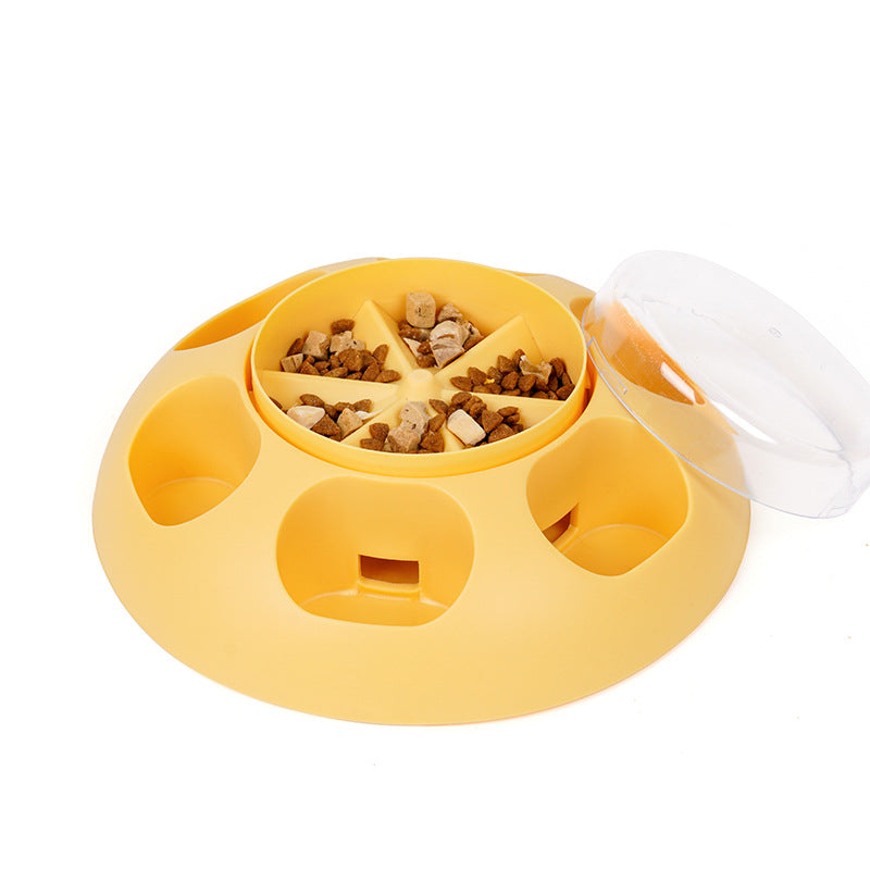 Interactive Pet Slow Feeder & Puzzle Toy - Press to Dispense Food, Improves Digestion(yellow)