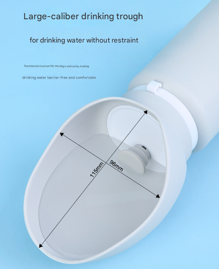 Grey Portable Pet Dog Water Bottle 550ml - Foldable Food-Grade Silicone Travel Drinker with Leak-Proof Dispenser