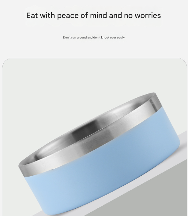 Black and Silver Premium 304 Stainless Steel Pet Bowl (32oz) - Non-Slip, Anti-Tip Food & Water Dish for Dogs & Cats - Durable & Easy Clean