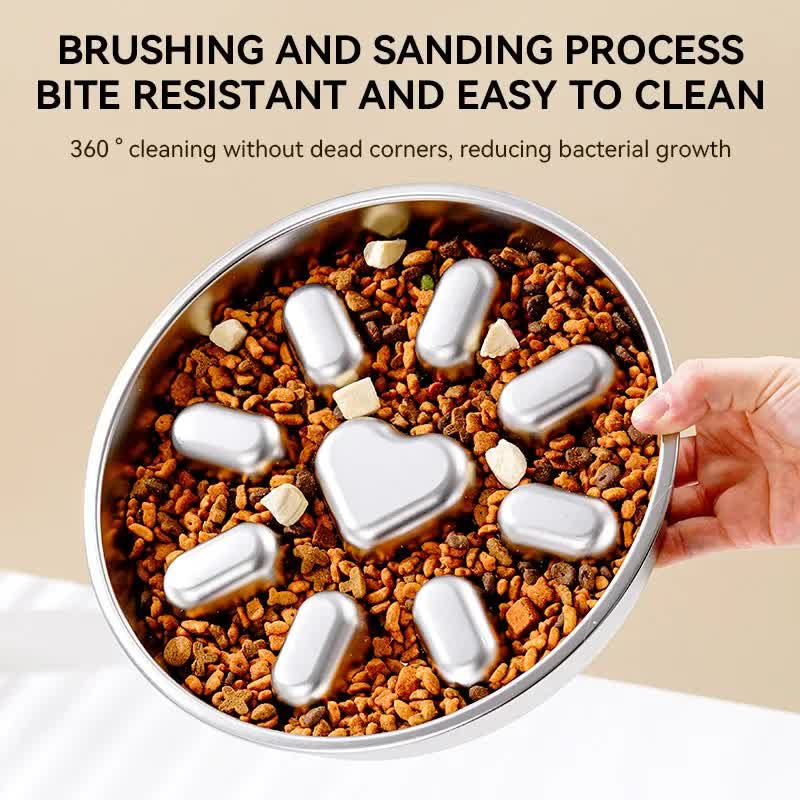 2-Pack Reversible Heavy-Duty 304 Stainless Steel Slow Feeder Bowl(23x23x3.5CM) - Anti-Slip/Tip Pet Dish for Dogs & Cats to Prevent Bloating and Choking